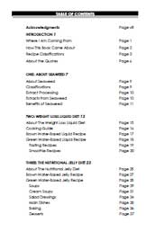 The Seaweed Jelly-Diet Cookbook Guide by Clayten Tylor -table of contents